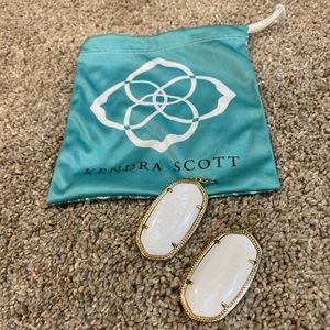 Kendra Scott Gold and White Dangle Earrings with Dust Bag